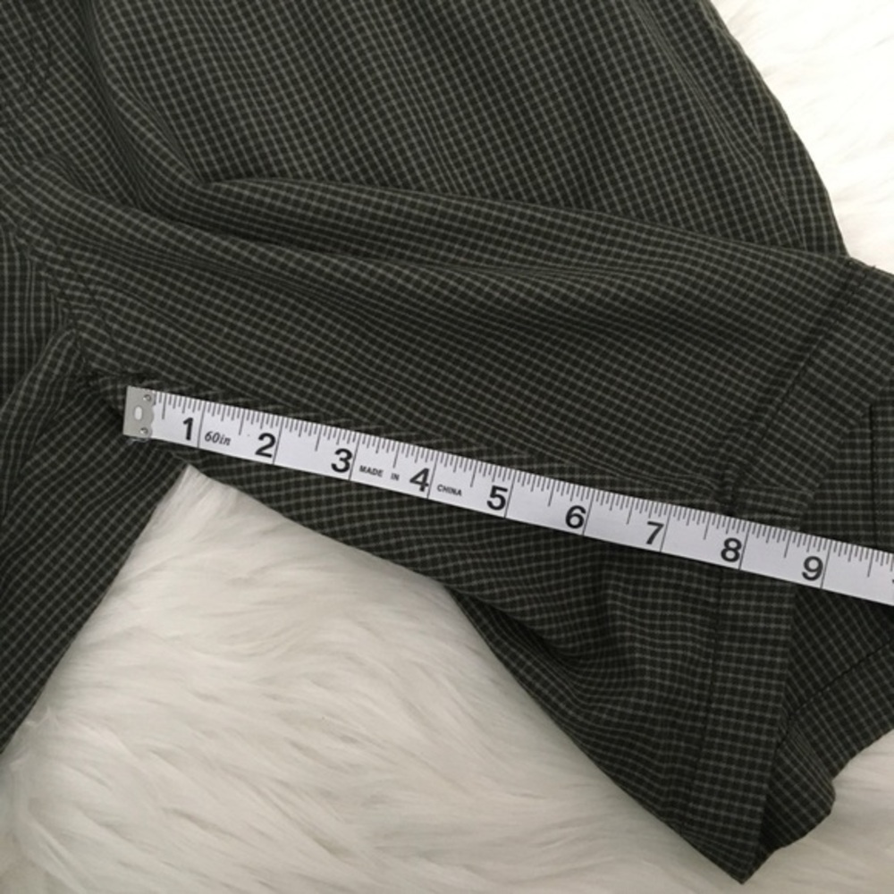 Adam Levine Mens Shorts Tiny Plaid Green Flat Front 34 Bermuda Welt Back Pockets - Picture 11 of 14